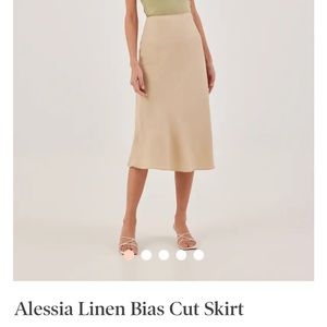 Love Bonito midi linen skirt in beige/khaki, new with tags